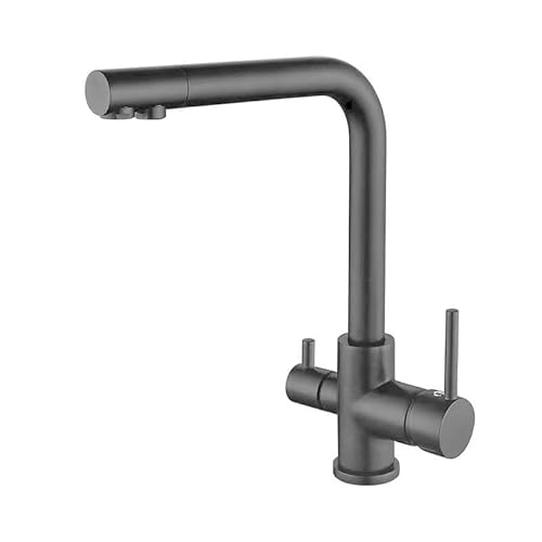 Moderner Küchenmischer Hahn mit gefiltertem Wasser 3 -Wege Küchenspüle Wasserhahn heißer und kaltes Wassermixer mit 2 Griffen weiß von GSZCCZS