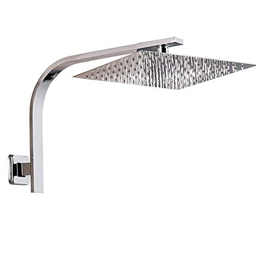 Quadratischer Regenduschkopf, ultra dünner 304 Edelstahl Hochdruck Duschkopf mit Duscharm, moderner Wasserfall Duschkopf Chrom, 10 Zoll von GSZCCZS