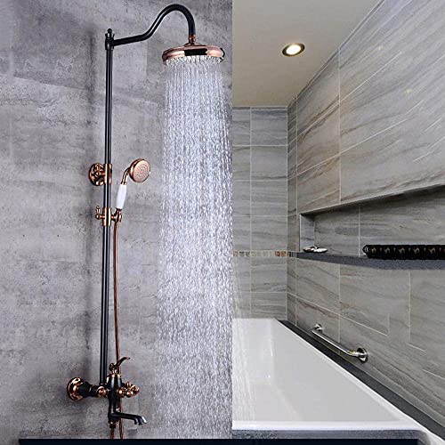 Retro-Duschkits mit Overhead-Dusche, schwarzer runder Regen Duschkopf Multifunktional Duschmischmischers Set Limestone-Sicht-Duschsystem Retro-Duschkits mit Overhead-Dusche, schwarzer runder Regen Duschkopf Multifunktional Duschmischmischers Set Limestone-Sicht-Duschsystem von GSZCCZS