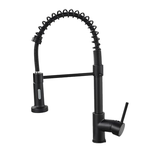 Schwarze Federküchenarmaturen mit Pull Down Sprayer Eingriff Ein Hebel Küchenspüle Wasserhahn Festmessing, einfache Installation von GSZCCZS