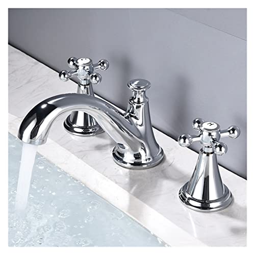 Schwarzer Badezimmer -Becken Wasserhahn Heißer und kaltes Wasserhahn drei Löcher Zwei Griffmischer Tap Deck Mount Waschwäsche Bühne (Cromo) von GSZCCZS