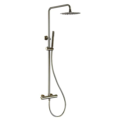 Thermostatisches Duschsystem, 10 -Zoll -Niederschlagsduschkopf mit Handheld -Duschsprühgerät, wandmontierte Duschhahnset, Mattschwarz, Gungrau Thermostatisches Duschsystem, 10 -Zoll -Niederschlagsduschkopf mit Handheld -Duschsprühgerät, wandmontierte Duschhahnset, Mattschwarz, Gungrau von GSZCCZS