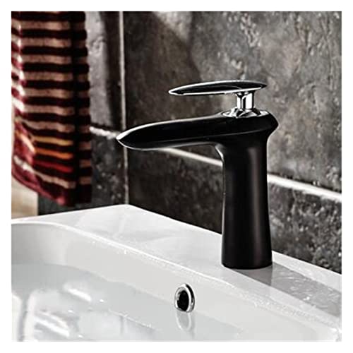 Weiß und Gold Badezimmer Heiße und kalte Einzelhebelwaschbecken Wasserhahn Tap Lavabo (Chrom lang) von GSZCCZS