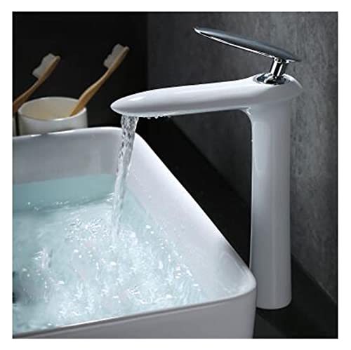 Weiß und Gold Badezimmer Heiße und kalte Einzelhebelwaschbecken Wasserhahn Tap Lavabo (Chrom lang) von GSZCCZS