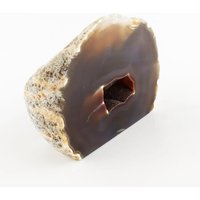 Vintage Smokey Brown Achat Geode Mit Zucker Kristallen Polierter Stein Briefbeschwerer von GSaleHunter