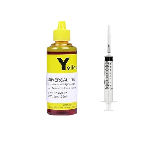 GSwReJ 100 ml Universal Ink Nachfüllkit kompatibel mit verschiedenen Tintenstrahldruckern einschließlich CISS -Patrone(1 Yellow) von GSwReJ