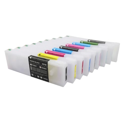 GSwReJ Nachfüllbare Tintenpatralge T6361 T6362 T6363 T6364 T6365 T6366 T6367 T6368 T6369 T636A T636B kompatibel mit Druckertodemodellen 9908 7908 7890 9890 9710 7710 9910 7910 7900 7900(Green) von GSwReJ