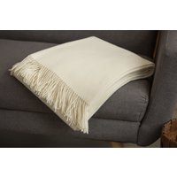 Schaf-Wolle Milchweiß Große Sofa-Decke Mit Fransen-Webmuster Gemütliche Couch Tagesdecke Warme Geschenkidee Für Frau, Mutter in Geschenkbox von GSwool