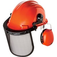 Forstschutzhelm - Arbeitshelm mit Gehörschutz und Klappvisier - Orange - Gt Garden von GT GARDEN