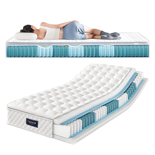Federkernmatratze in voller Größe, Hybridmatratze mit Taschenfederkern und Wellenschaum, mittelfeste Tiefschlafmatratze, Federkernmatratze, Bett in einer Box,62.99 * 78.74in von GTANND