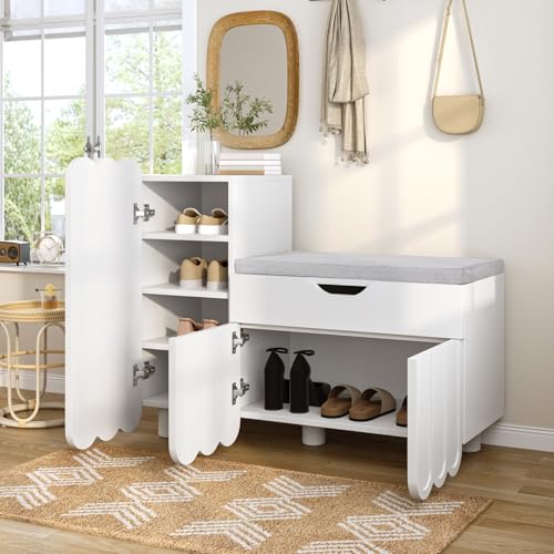 Mit Stauraum Eingangsschuhschrank, Aufbewahrung mit gepolstertem Sitz, Schuhbank mit Schrank, für Eingang, Flur, Wohnzimmer, Schlafzimmer, Kleiderschrank Mit Stauraum Eingangsschuhschrank, Aufbewahrung mit gepolstertem Sitz, Schuhbank mit Schrank, für Eingang, Flur, Wohnzimmer, Schlafzimmer, Kleiderschrank von GTANND