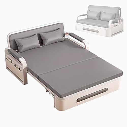 Ausziehbares Couchbett, Schlafsofa mit Aufbewahrungsbox, Rollen, Kissen, 2-in-1, umwandelbares Schlafsofa, Stuhl, 10 cm, Massivholzrahmen, Gästebett, faltbar für Zuhause, Büro (Orange, 192 x 82 x 65 Ausziehbares Couchbett, Schlafsofa mit Aufbewahrungsbox, Rollen, Kissen, 2-in-1, umwandelbares Schlafsofa, Stuhl, 10 cm, Massivholzrahmen, Gästebett, faltbar für Zuhause, Büro (Orange, 192 x 82 x 65 von GTATBTG