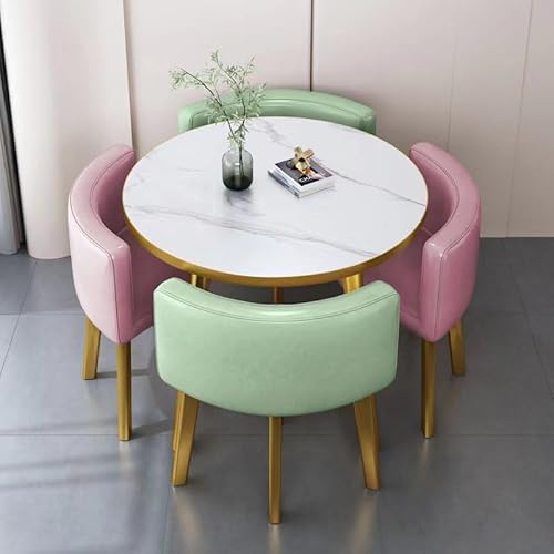 GTATBTG Blue Sky Yellow Round Conference Table Set Modern Office Reception & Small Meeting Room Furniture Stylish Coffee Table for Home Balcony & Lounge Area von GTATBTG