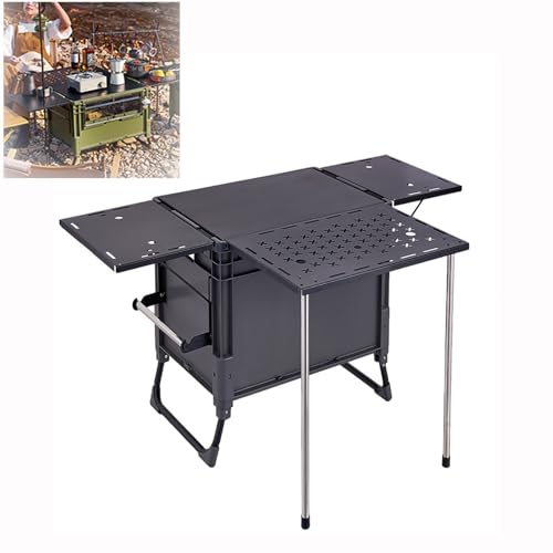 GTATBTG Campingtisch mit Stauraum – Tragbare Camping-Küchenbox, faltbarer Kochtisch für 2-4 Personen, perfekt für Picknick, Grill, Strand – erhältlich in 25L oder 60L Kapazität von GTATBTG