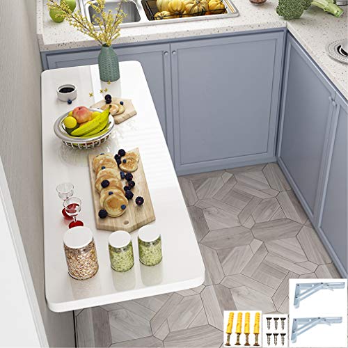 GTATBTG Einfacher wandmontierter Tisch, faltbares Design, glatter kleiner montierter Küchentisch, Computertisch, Schreibtisch, Klavierfarbe, leicht zu reinigen, 4 Farben erhältlich (100 x 30 cm, blau) von GTATBTG