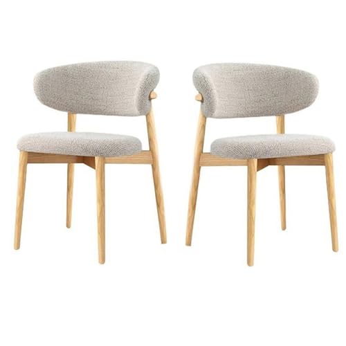 GTATBTG Mid Century Moderne Esszimmerstühle aus Massivholz, mit Leinenkissen und gebogener Rückenlehne, gepolsterte Küchenstühle für Wohnzimmer, Küche, 4 Stück, Schwarz von GTATBTG