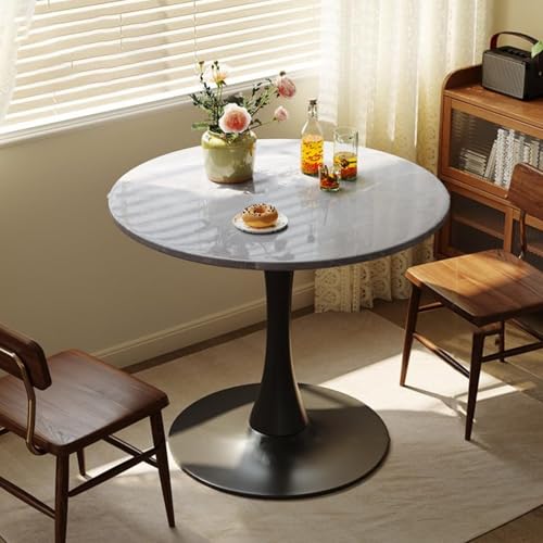 GTATBTG Moderner, stilvoller runder Esstisch mit Tulpensockel für Zuhause und Café, platzsparender Standtisch (schwarz, 60 cm) von GTATBTG