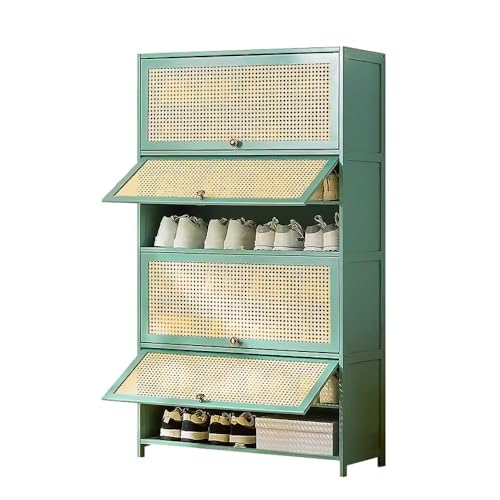 GTATBTG Schuhregal Organizer Schrank mit Klapptüren, 5/7/9/11 Etagen, Schuhschrank aus Rattan, Schuhschrank mit verstellbaren Regalen, Grün – Schrank, Flur, Schlafzimmer, Eingangsbereich GTATBTG Schuhregal Organizer Schrank mit Klapptüren, 5/7/9/11 Etagen, Schuhschrank aus Rattan, Schuhschrank mit verstellbaren Regalen, Grün – Schrank, Flur, Schlafzimmer, Eingangsbereich von GTATBTG