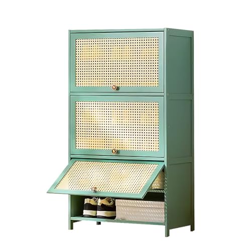 GTATBTG Schuhregal Organizer Schrank mit Klapptüren, 5/7/9/11 Etagen, Schuhschrank aus Rattan, Schuhschrank mit verstellbaren Regalen, Grün – Schrank, Flur, Schlafzimmer, Eingangsbereich GTATBTG Schuhregal Organizer Schrank mit Klapptüren, 5/7/9/11 Etagen, Schuhschrank aus Rattan, Schuhschrank mit verstellbaren Regalen, Grün – Schrank, Flur, Schlafzimmer, Eingangsbereich von GTATBTG