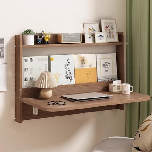 GTATBTG Schwebender Schreibtisch für kleine Wände, Massivholz, Klappschreibtisch zum Aufhängen, wandmontiert, mit Stauraum, super starke Tragkraft, leicht zu reinigen, für Schlafzimmer, Weiß (Weiß von GTATBTG