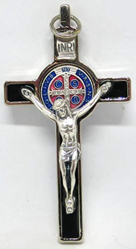 GTBITALY 10.001.11 MS St. Benedikt Kreuz Deluxe Größe 8 cm schwarz Inri Medaille handemailliert Silber Exorzismus Exorzismus von GTBITALY