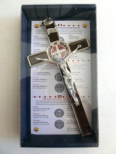 GTBITALY 10.004.11 Kreuz San Benedetto 20 cm emailliert Braun Silber mit Geschenkbox Geschenkbox, Geschenkbox, Geschenkbox, Geschenkbox, Gebäck, Sacerdote Kirche Suora von GTBITALY