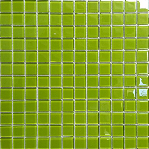 1qm Klarglas Mosaik Fliesen Matte in ultramodernen grünen. Verkleidung für Wände (MT0023 m2) Matte ist 30cm x 30cm von GTDE