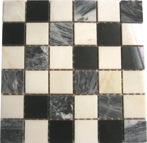 8mm Marmor Mosaik Fliesen Matte in Schwarz und Weiß (MT0060) für Wand und Boden von GTDE