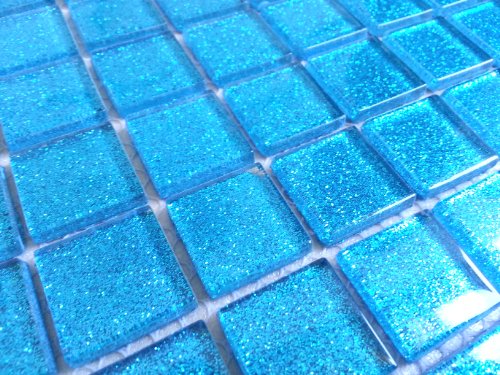 Glas Mosaik Fliesen Für Wand. Farbe ist Blau mit Glitzer (MT0008) (10cm x 10cm Muster) von GTDE
