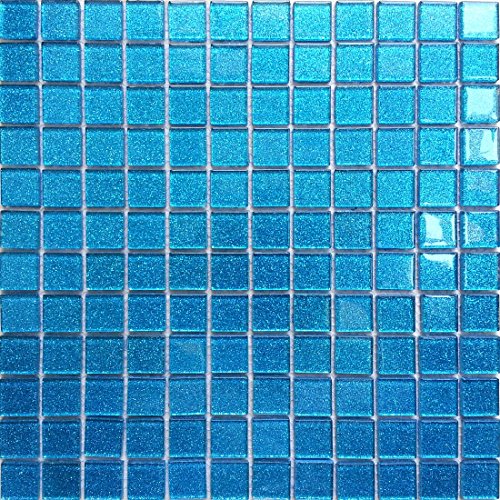 Glas Mosaik Fliesen Für Wand. Farbe ist Blau mit Glitzer (MT0008) (1QM (11 Matten)) von GTDE