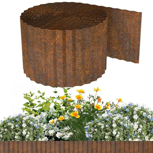 GTFYUDGH Gartenkantene - Garteneinfassung - 10 Meter Metallzaun Flexibel Wellblech Für Kies Terrasse Blumenbeet Wege Garten Und Rasenbereich von GTFYUDGH