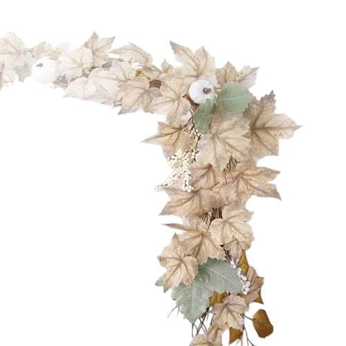 GTFYUDGH Herbstblätter Girlande | 1.7M Erntedankfest mit Kürbis | Wohnkörper Deko für Terrasse Hof Bücherregal Garten Küche Büro Fenster Tor von GTFYUDGH