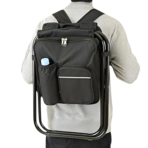 GTFYUDGH Tragbarer Campingstuhl | Klappstuhl Für Draußen - Rucksack Campingliege Mit Kühlfunktion Für Wandern Reisen Park Picknick Garten Terrasse von GTFYUDGH