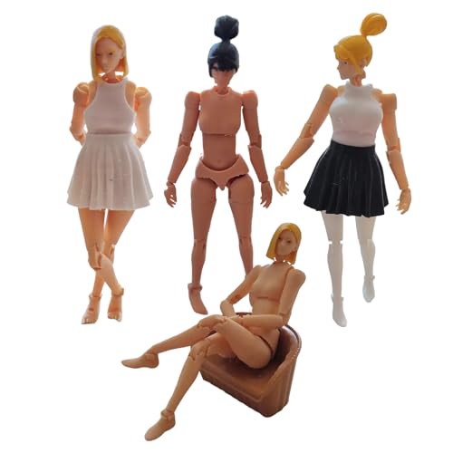 GTFYUDGH Zeichenpuppe Gliederpuppe - Künstlerpuppe Figur Weiblich,4 Teile Weibliche Körperpuppe Für Skizzieren Üben Malen Künstlerisches Gestalten Dekoration Sammeln Ausstellen von GTFYUDGH