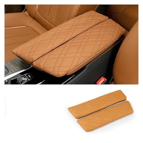GTGJFJKW Innenraum Modifikation Für B&MW 5 Series G30 G32 6GT 2018-2023 Auto Armlehne Box Abdeckung Kissen Leder Center Console Armlehne Schutz Pad(Cognac) von GTGJFJKW