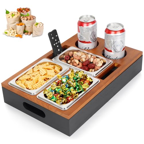 CouchBar Extrem Robuste und Langlebige Premium Couchbar Snackbox, Elegantes Design, Flexible Trennwände, Sofatablett mit Mehreren Stauräumen Geschenk für Männer und Frauen von GTGOOG