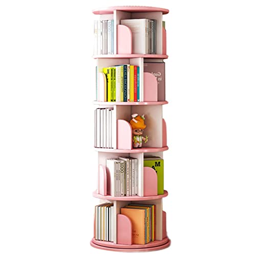 GTHTUHFD Drehbares Bücherregal, drehbar, Bücherregal, 5 Ablagen, multifunktional, 360 Grad drehbar, Bücherregal für Schlafzimmer, Wohnzimmer und Home Office von GTHTUHFD