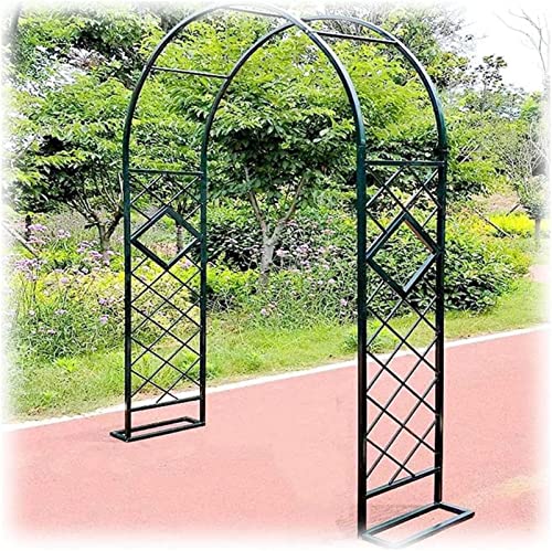 Metall-Gartenbogen, robuste Rosenbögen, Stützbogen, Torbogen mit Sockel, starker röhrenförmiger Dorn (schwarz, B 3,2 x H 2,7 m, Dunkelgrün, B 1,8 x H 2,3 m) von GTHTUHFD