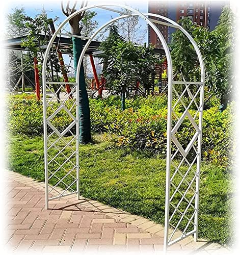 Metall-Gartenbogen Rosentorbogen Metall Gartenbogen Pergola Laube Outdoor Starke Rohrbögen zum Klettern von Reben und Pflanzen (Weiß B 3,8 x H 2,3 m) (Weiß B 2,4 x H 2,3 m) (Weiß B 2,4 x H 2,3 m) von GTHTUHFD