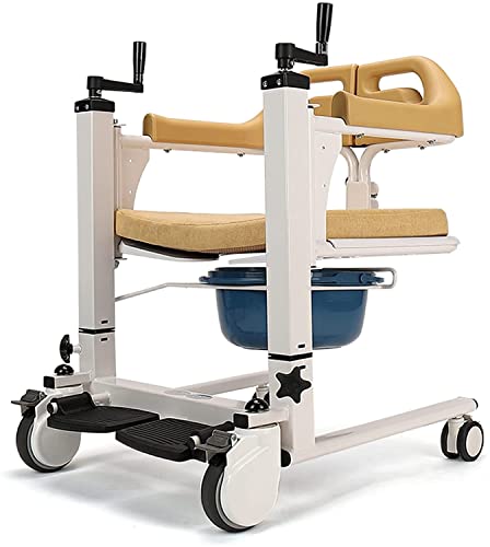 Patientenlift-Rollstuhl, Transferstuhl für zu Hause, tragbarer Transportrollstuhl aus Stahl, Patientenlifthilfe mit 180° geteiltem Sitz, Nachtstuhl mit Töpfchen für Senioren, behinderte ältere Mensc von GTHTUHFD