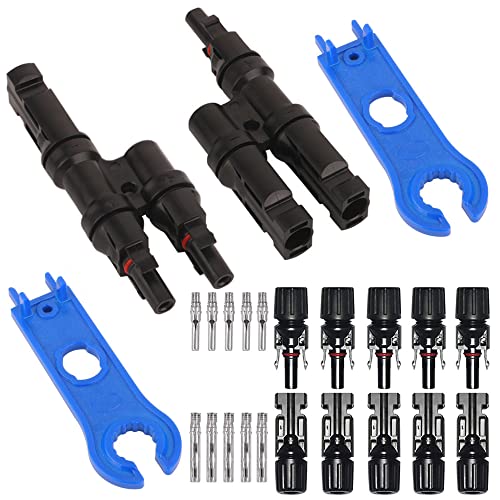 GTIWUNG 1 Paar Solar Y Stecker, Männlich/Weiblich Solarpanel Kabelstecker, 5Paar Solar Panel Kabel Anschlüsse Stecker, Photovoltaik Steckverbinder mit Schraubenschlüssel von GTIWUNG