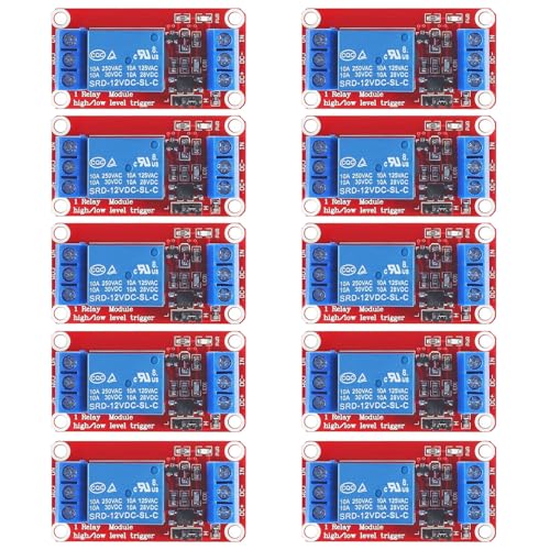 GTIWUNG 10 Stück One Channel Relay Module 12V, 1 Kanal Relaisplatine mit Optokoppler-Isolation, High Level Trigger Relaismodul, Low Level Trigger Erweiterungsplatine, Relaisschalt Modul für Arduino GTIWUNG 10 Stück One Channel Relay Module 12V, 1 Kanal Relaisplatine mit Optokoppler-Isolation, High Level Trigger Relaismodul, Low Level Trigger Erweiterungsplatine, Relaisschalt Modul für Arduino von GTIWUNG