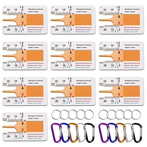 GTIWUNG 10 Stück Reifen Profiltiefenmesser, Kunststoff Reifenprofil Tiefenmesser, Reifenprofiltiefenmesser, 0-20 mm Tiefe Meter Vernier Tiefenmessschieber, Measure Tool Tyre Tread Depth Gauge von GTIWUNG