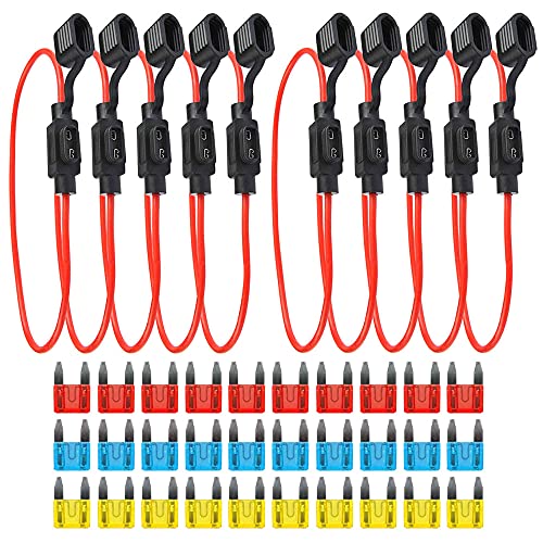 GTIWUNG 10 Stück Sicherungshalter für KFZ-Sicherungen mit Voll Vergossenem Gehäuse Flachsicherung Halter Wasserdicht Auto Sicherungshalter Inline Blade Fuse Holder, Kleine GTIWUNG 10 Stück Sicherungshalter für KFZ-Sicherungen mit Voll Vergossenem Gehäuse Flachsicherung Halter Wasserdicht Auto Sicherungshalter Inline Blade Fuse Holder, Kleine von GTIWUNG