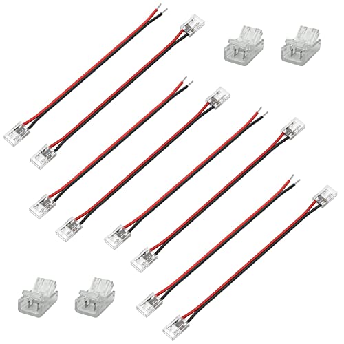 GTIWUNG 12 Stück 2 polig LED Strip Connector, 8mm LED Stripe Verbinder Adapter, 2Pin Verbindungskabel Verbinder, für 8mm Breit SMD 3528 2835 Einfarbige LED, Streifen Stripes, ohne Löten von GTIWUNG