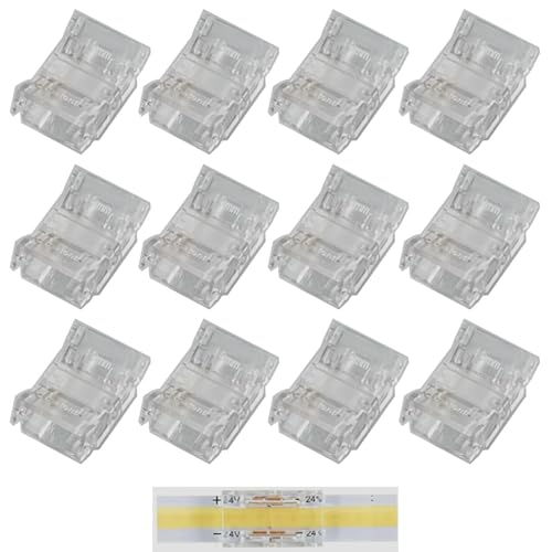 GTIWUNG 12 Stück 3 Polig 10mm LED Strip Verbinder LED Lückenlose Stecker Schnell Verbinder Ohne Abisolieren, für COB LED Streifen, für Lichtleistenanschluss von GTIWUNG