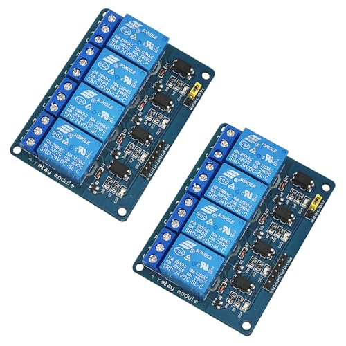 GTIWUNG 2 Stück 4 Kanal 24V Relaismodul Mit Optokoppler für Raspberry Pi Arduino, Blau von GTIWUNG