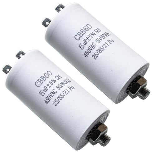GTIWUNG 2 Stück CBB60-Kondensator 5 µF 450 Volt 50/60Hz Motorkondensator Anlaufkondensator 5µf 450V Motor-Anlauf-kondensator Arbeitskondensator Betriebskondensator mit Stecker für Elektromotor GTIWUNG 2 Stück CBB60-Kondensator 5 µF 450 Volt 50/60Hz Motorkondensator Anlaufkondensator 5µf 450V Motor-Anlauf-kondensator Arbeitskondensator Betriebskondensator mit Stecker für Elektromotor von GTIWUNG