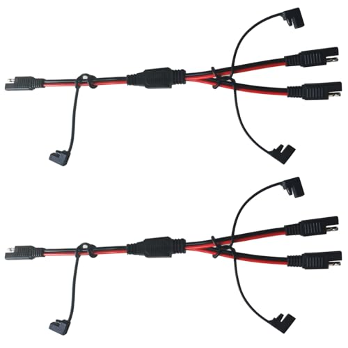 GTIWUNG 2 Stück SAE-zu-SAE Verlängerungskabel, Y Splitter SAE 1 bis 2 SAE DC Power Solarbatterie-Verbindungskabel, 2 Poliger Schnellkupplungsstecker SAE Stecker 12AWG & 14AWG Kabel von GTIWUNG