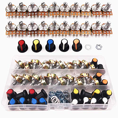 GTIWUNG 20 Stk. Linear-Potentiometer, Potentiometer Mono Linear B5K B10K B20K B50K B100K, Einzelpotentiometer, WH148 3Pin Dreh-Potentiometer mit Muttern und Unterlegscheibe GTIWUNG 20 Stk. Linear-Potentiometer, Potentiometer Mono Linear B5K B10K B20K B50K B100K, Einzelpotentiometer, WH148 3Pin Dreh-Potentiometer mit Muttern und Unterlegscheibe von GTIWUNG